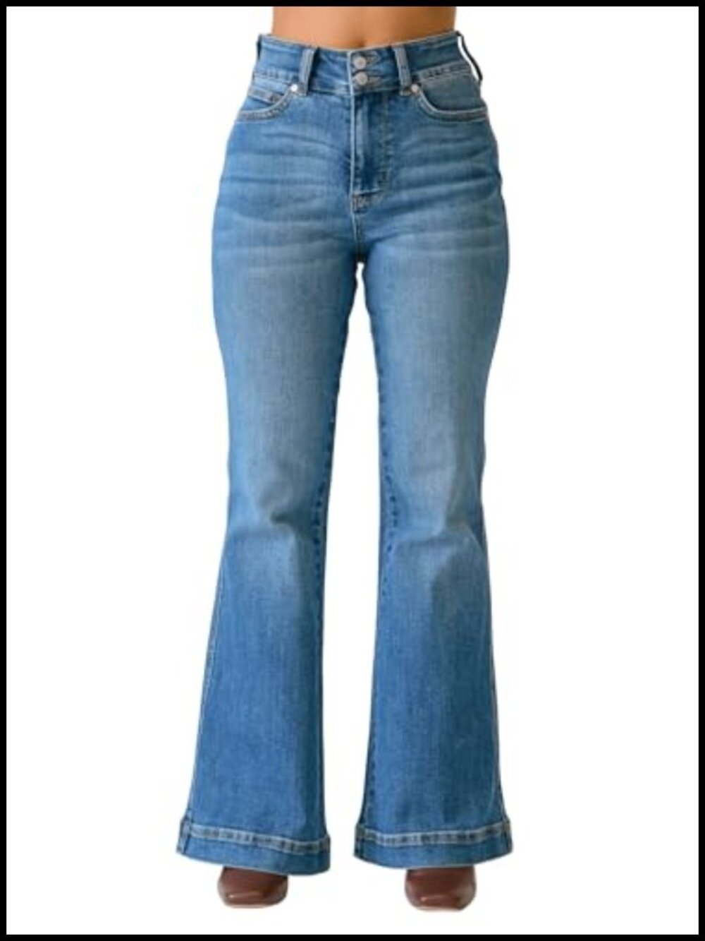 Judy Blue High Waist Flare Jeans Petite Fit Tummy Control Stretch Denim
